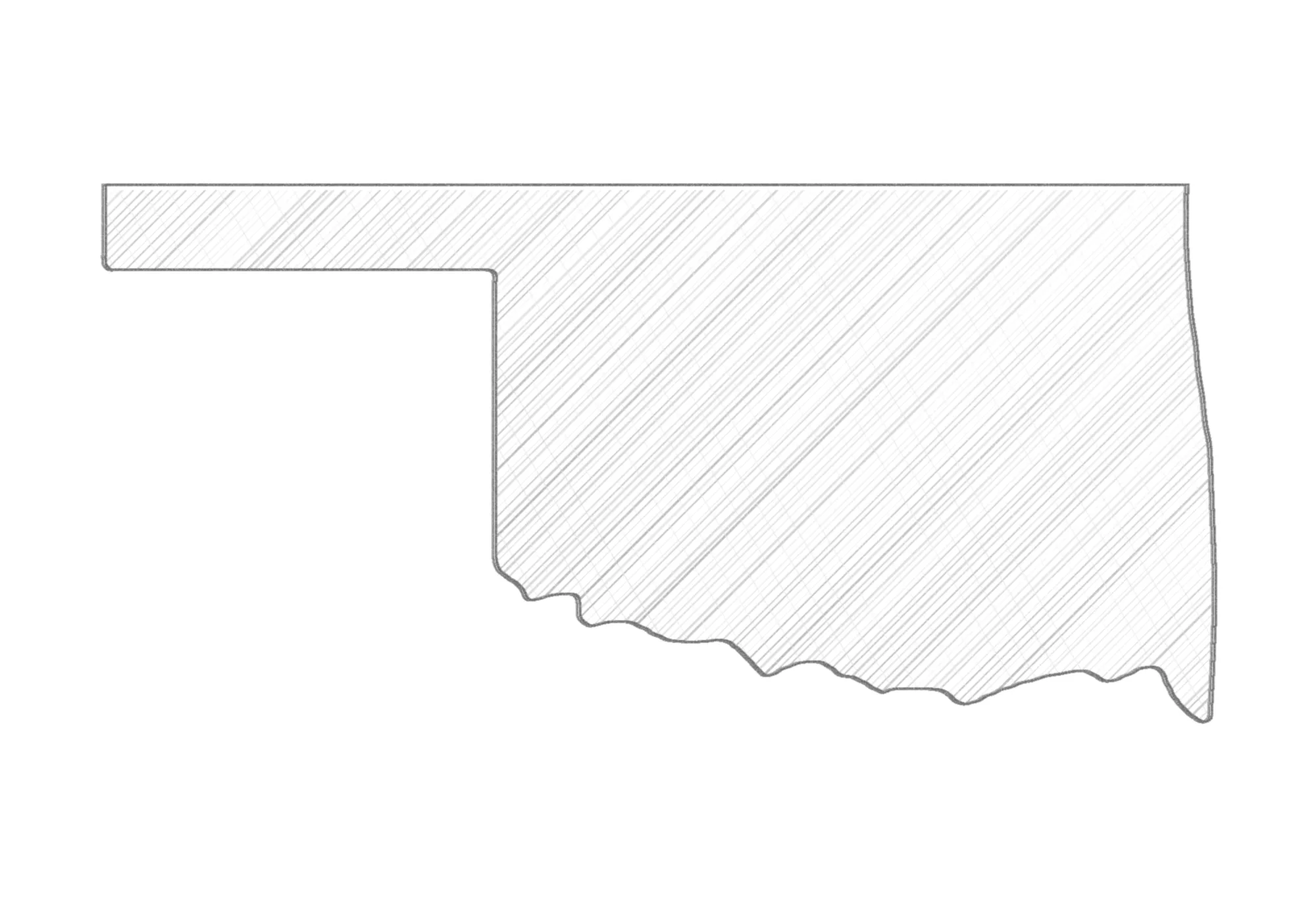 A pencil sketch of the state of Oklahoma